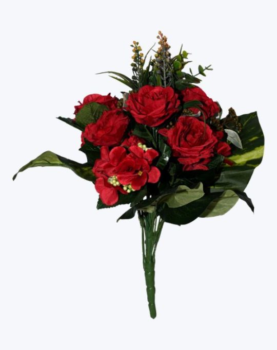 Amapola rosa y hortensia