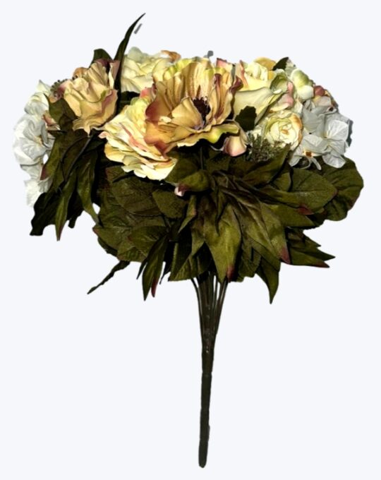 RAMO DE ROSA , AMAPOLA Y HORTENSIA X18