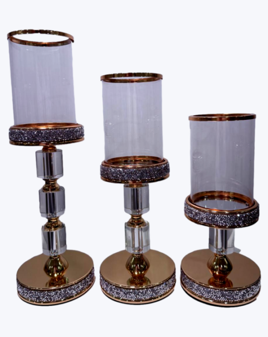 PORTAVELAS CRISTAL DORADO