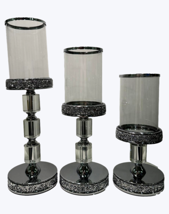 PORTAVELAS CRISTAL PLATEADO